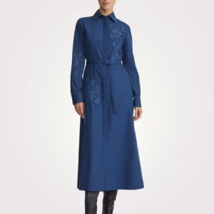 Lafayette 148 New York Embroidered Cotton Midi Shirtdress Size 6