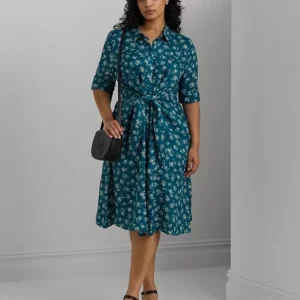 Lauren Ralph Lauren Floral Tie-Front Linen Shirtdress Size 16W