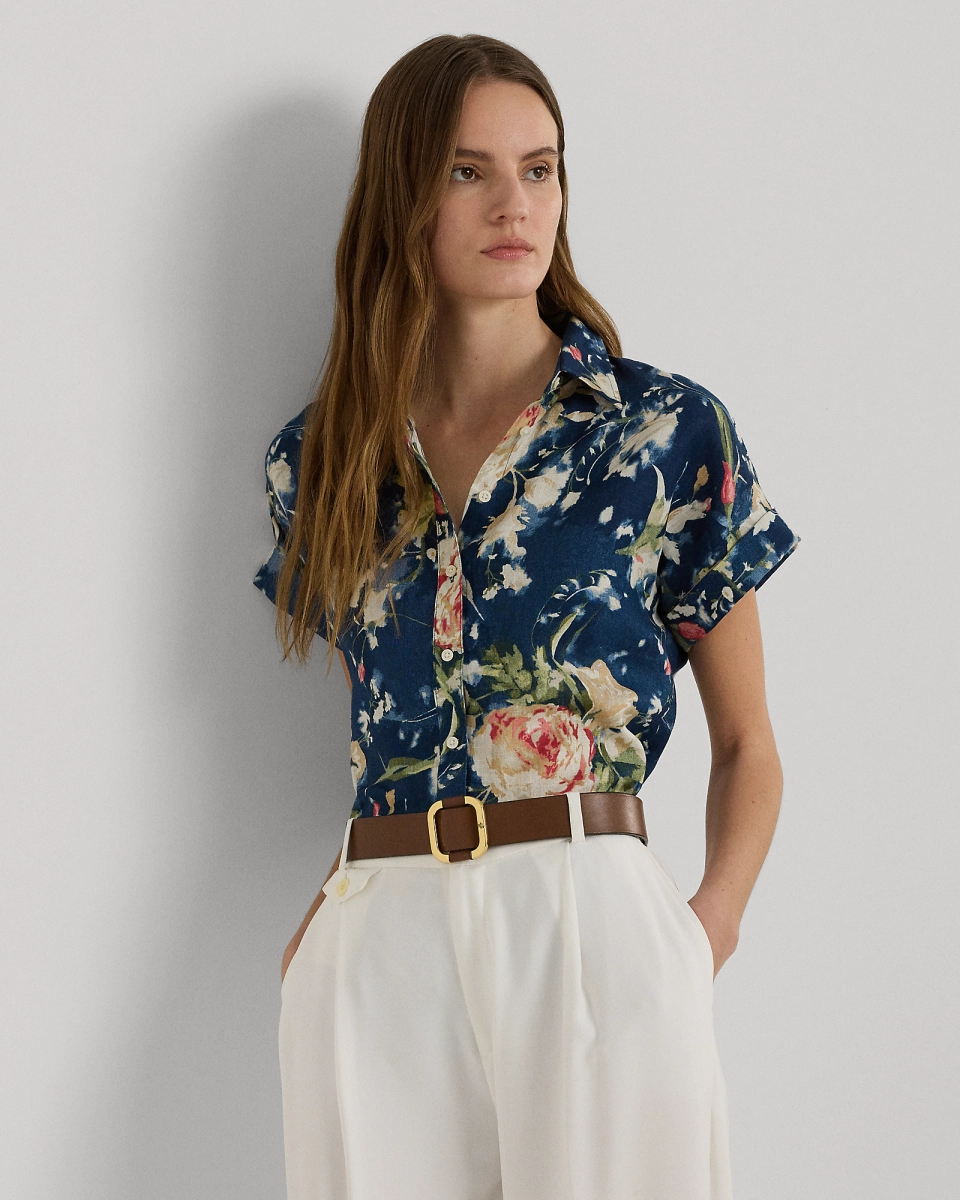 Ralph Lauren Relaxed Fit Floral Short-Sleeve Shirt Size Medium
